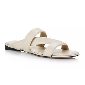 NWT Bottega Veneta The Band Leather Flat Slide Sandals Cream Women's Size EU 37